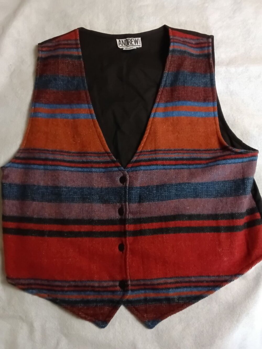 VTG Womens Large Native Southwest Navajo Aztec Wool Button Vest Andrew Sport